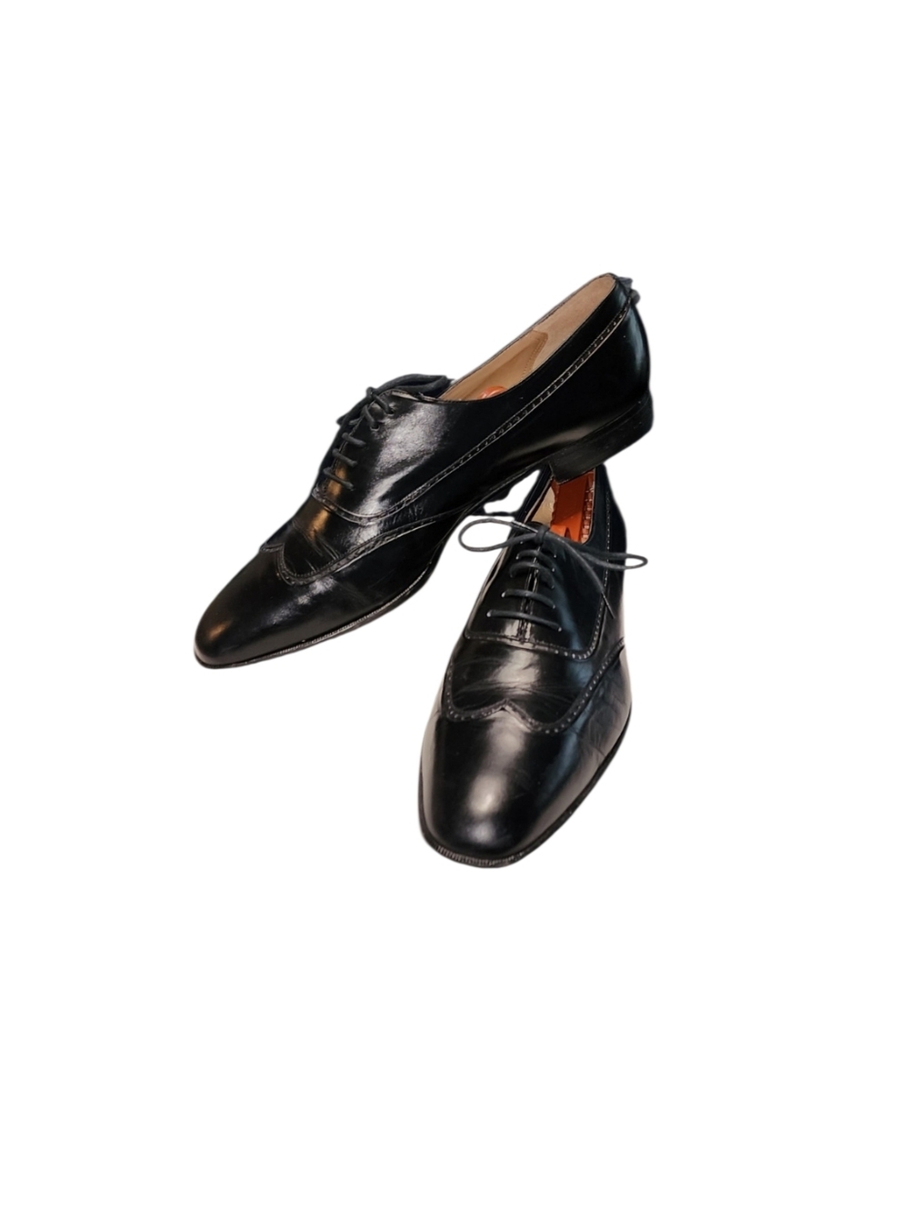 Men Vintage Leather Black Wingtip Oxfords By Bally Size 12B - Picture 7 of 10